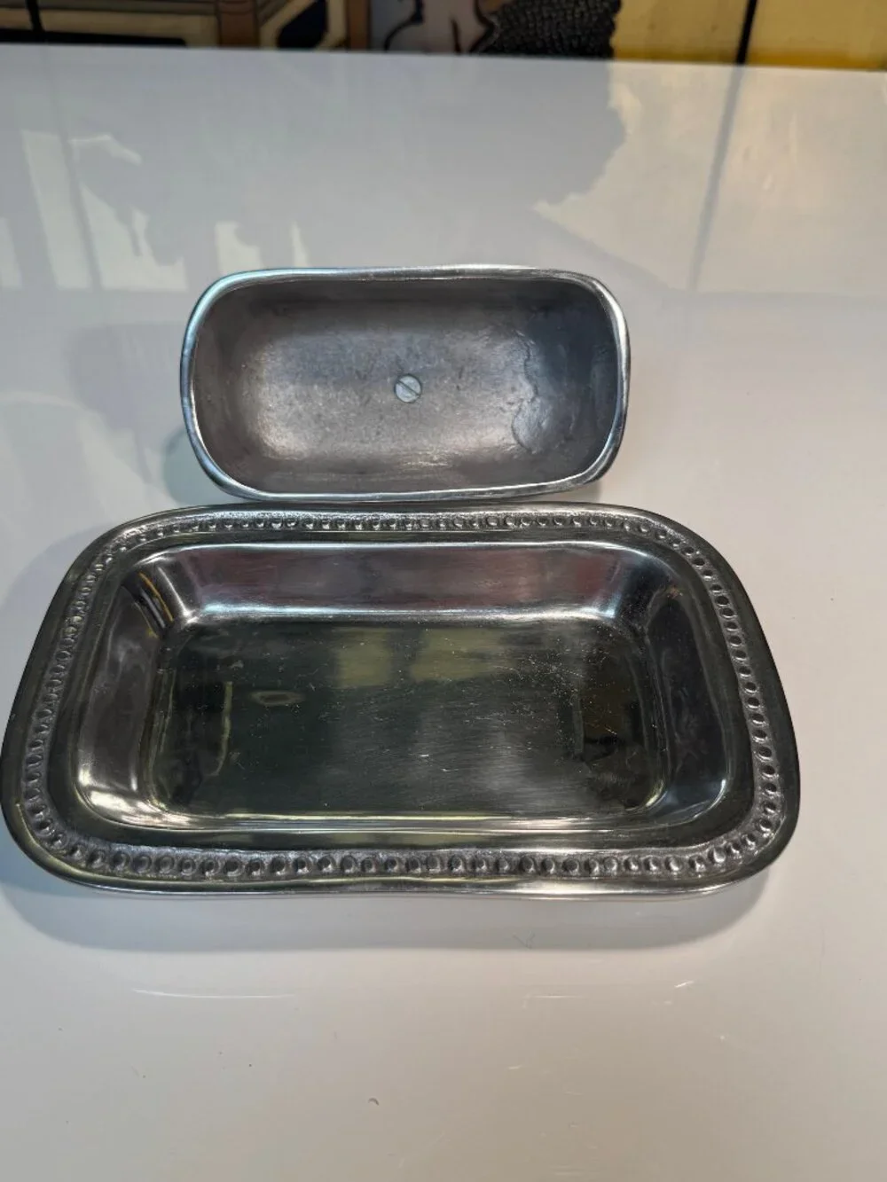 Beautiful Pewter Butter Dish